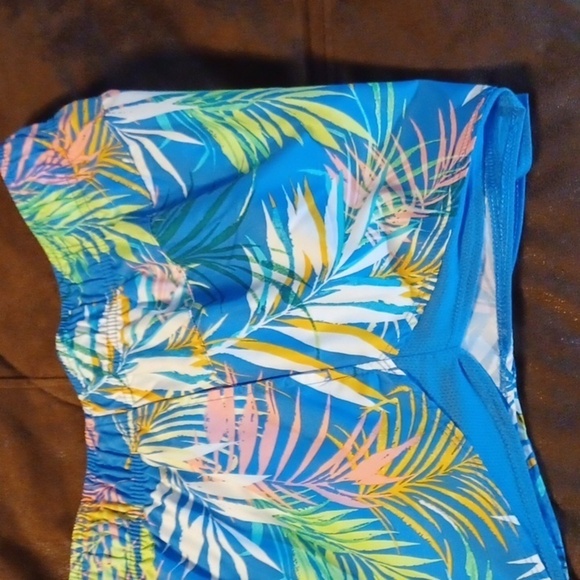 ATHLETIC WORKS, WOMENS BLUE TROPICAL DRIWORKS SHORTS L 12-14 - Picture 6 of 6